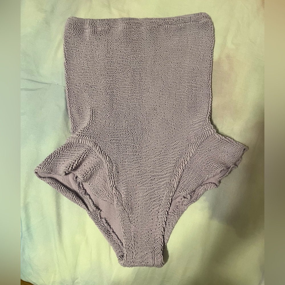 Le Pom Pom Lilac Crinkle Ruffle One Piece Swimwear